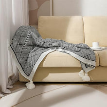 Load image into Gallery viewer, Modern Diamond Knitted Throw Blanket with Tassel 50" W x 60" L [Online Only]
