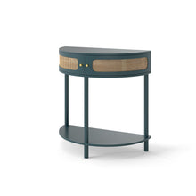 Load image into Gallery viewer, Boho Rattan Semi Circle End Table With Sliding Rattan Door [Online Only]
