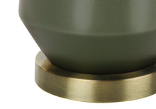 Load image into Gallery viewer, Contemporary Green Ceramic Table Lamp with Ivory Linen Shade [Online Only]
