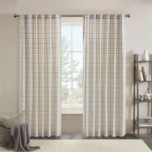 Load image into Gallery viewer, Plaid Rod Pocket and Back Tab Curtain Panel with Fleece Lining Natural 50x95 [Online Only]
