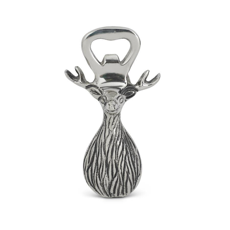 Polished Silver Deer Bust Bottle Opener