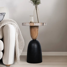 Load image into Gallery viewer, Side Table with Tan &amp; Black Suar Wood Geometric Base
