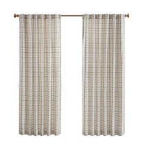 Load image into Gallery viewer, Plaid Rod Pocket and Back Tab Curtain Panel with Fleece Lining Natural 50x95 [Online Only]
