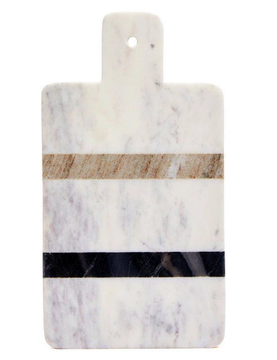 White Striped Marble Board w/Handle