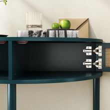Load image into Gallery viewer, Boho Rattan Semi Circle End Table With Sliding Rattan Door [Online Only]
