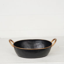 Load image into Gallery viewer, Black and Gold Metal Bowl with Handles

