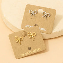 Load image into Gallery viewer, Gold Dipped Wire Ribbon Bow Stud Earrings (2 Colors)
