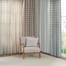 Load image into Gallery viewer, Plaid Rod Pocket and Back Tab Curtain Panel with Fleece Lining Natural 50x95 [Online Only]
