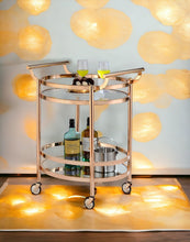 Load image into Gallery viewer, Lakelyn Clear Glass &amp; Rose Gold Finish Serving Cart [Online Only]
