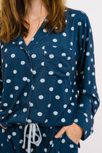 Load image into Gallery viewer, Navy Polkadot Women's Bamboo Pajama Set
