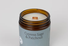 Load image into Gallery viewer, Cypress Sage &amp; Patchouli Essential Oil Jar Candle
