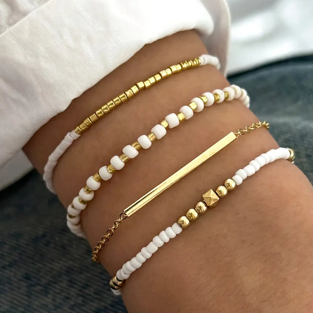 White Rice Bead Bracelet