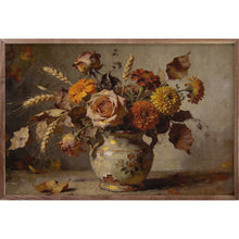 Load image into Gallery viewer, Autumn Rose And Wildflower Arrangement Wooden Wall Art 16x10
