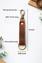 Load image into Gallery viewer, Genuine Leather Keychain with Ring
