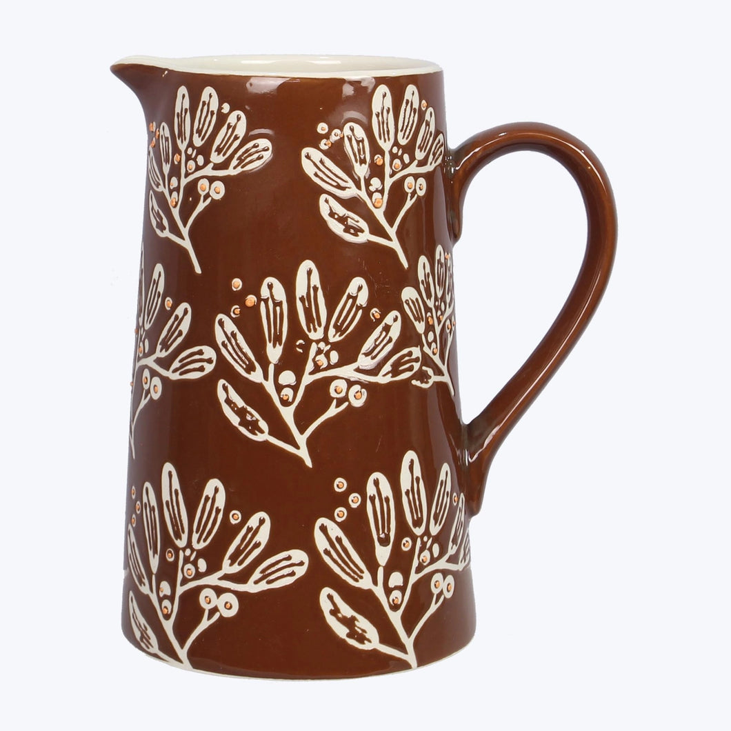 Stoneware Leaf Design Pitcher