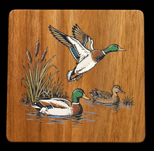 Load image into Gallery viewer, Acacia Wood Coasters Duck Fishing Hunting
