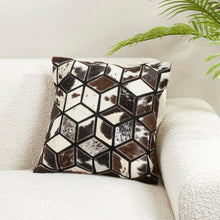 Load image into Gallery viewer, Diamond Patchwork Hair On Leather Decorative Throw Pillow Cover 16" W x 16" L [Online Only]
