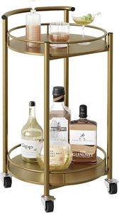 Round Gold Two-Tiered Bar Cart