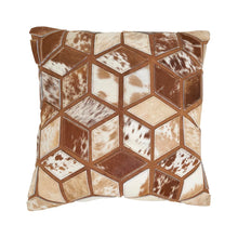 Load image into Gallery viewer, Diamond Patchwork Hair On Leather Decorative Throw Pillow Cover 16" W x 16" L [Online Only]
