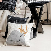 Load image into Gallery viewer, Art Style Stone Leaf Design Jacquard Throw Pillow Cover 18" W X 18" L [Online Only]
