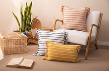 Load image into Gallery viewer, Stitch Line Woven Fringe Cotton Decorative Throw Pillow 20" W x 20" L [Online Only]
