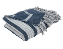 Load image into Gallery viewer, Reversible Waffle Weave Striped Fringe Throw Blanket 50" W x 60" L [Online Only]
