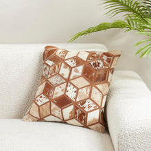 Load image into Gallery viewer, Diamond Patchwork Hair On Leather Decorative Throw Pillow Cover 16" W x 16" L [Online Only]
