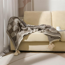 Load image into Gallery viewer, Checkered Knit Throw Blanket with Tassel 50" W x 60" L [Online Only]
