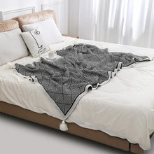 Load image into Gallery viewer, Modern Diamond Knitted Throw Blanket with Tassel 50" W x 60" L [Online Only]
