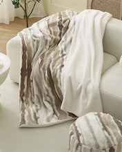 Load image into Gallery viewer, Stripe Faux Fur Fleece Reversible Throw Blanket 60" W X 80" L [Online Only]
