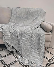 Load image into Gallery viewer, Chenille Woven Striped Tassel Throw Blanket 50" W x 60" L [Online Only]
