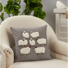 Load image into Gallery viewer, Embroidered Sheep Cotton Decorative Throw Pillow 18" W x 18" L (2 Colors) [Online Only]
