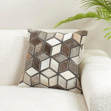 Load image into Gallery viewer, Diamond Patchwork Hair On Leather Decorative Throw Pillow Cover 16" W x 16" L [Online Only]
