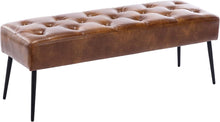 Load image into Gallery viewer, Button Tufted Faux Leather Bench
