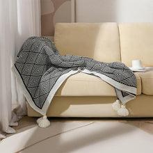 Load image into Gallery viewer, Modern Diamond Knitted Throw Blanket with Tassel 50" W x 60" L [Online Only]
