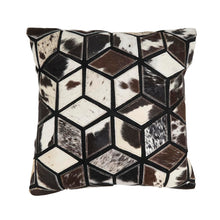 Load image into Gallery viewer, Diamond Patchwork Hair On Leather Decorative Throw Pillow Cover 16" W x 16" L [Online Only]
