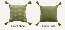 Load image into Gallery viewer, Hand Beaded Embroidery Ginkgo Leaf Throw Pillow Cover with Tassel 18" W x 18" L [Online Only]
