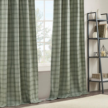 Load image into Gallery viewer, Plaid Rod Pocket and Back Tab Curtain Panel with Fleece Lining Green 50x84 [Online Only]
