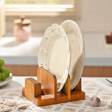 Load image into Gallery viewer, Acacia Wood Cutting Board Holder &amp; 3 Slot Organizer
