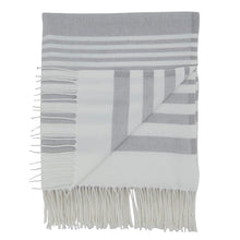 Load image into Gallery viewer, Gray Striped Throw with Tasseled Edges
