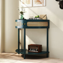 Load image into Gallery viewer, Boho Rattan Semi Circle End Table With Sliding Rattan Door [Online Only]
