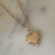 Load image into Gallery viewer, Heart Charm Pendant Necklace 18k Gold Filled Figaro Chain
