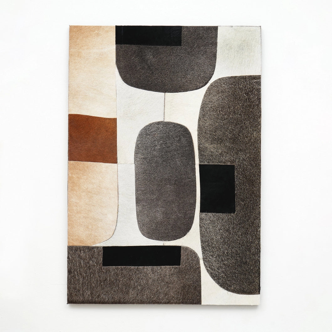Hairon Leather Wall Decor - Black/White/Beige