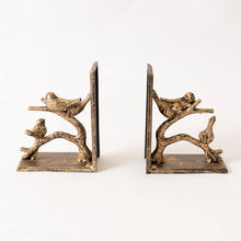 Load image into Gallery viewer, Birds On Branch Gold Bookends

