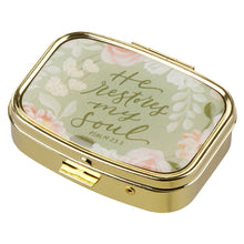 Load image into Gallery viewer, Pill Case He Restores My Soul Psalm 23:3
