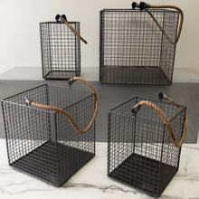 Load image into Gallery viewer, Black Iron Tall Square Baskets w/ Jute Handles (4 Sizes)
