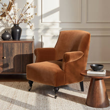 Load image into Gallery viewer, Eloise 30' Pleated Sock Arm Accent Armchair, Burnt Orange Performance Velvet [Online Only]
