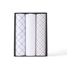Load image into Gallery viewer, Men's Cotton Solid, Striped &amp; Plaid Gray Handkerchiefs 3 Pcs Set
