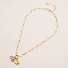 Load image into Gallery viewer, Gold Dipped Butterfly and Flower Charm Necklace with Gemstone
