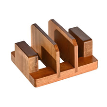 Load image into Gallery viewer, Acacia Wood Cutting Board Holder &amp; 3 Slot Organizer
